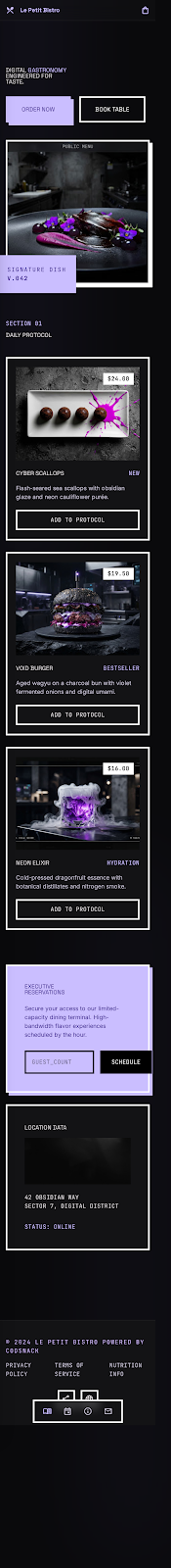Dark Brutalist restaurant menu template preview