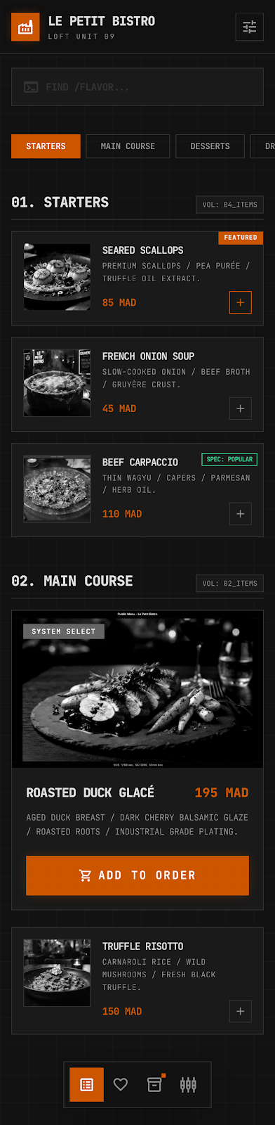 Industrial Loft restaurant menu template preview