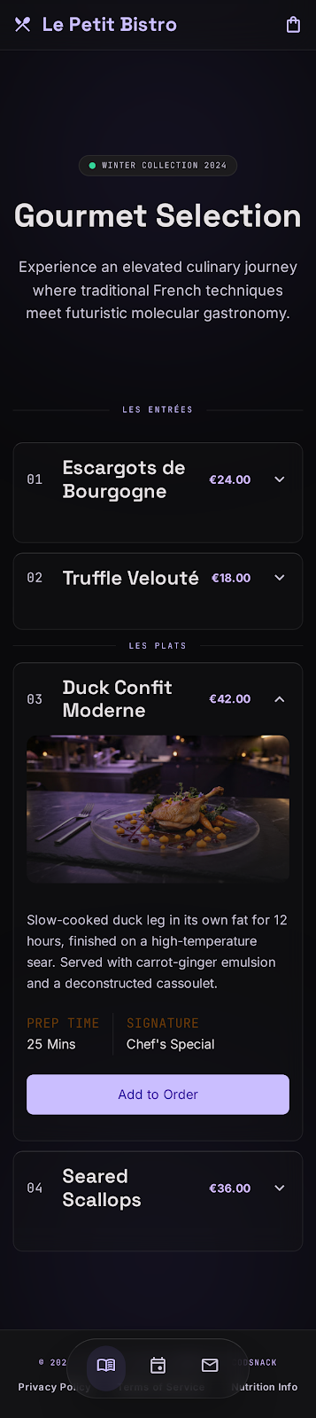 Interactive Detail restaurant menu template preview