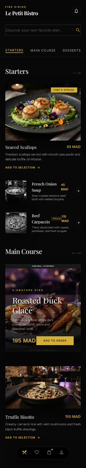 Luxury Noir restaurant menu template preview