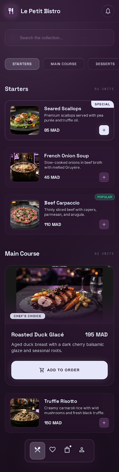 Midnight Violet restaurant menu template preview