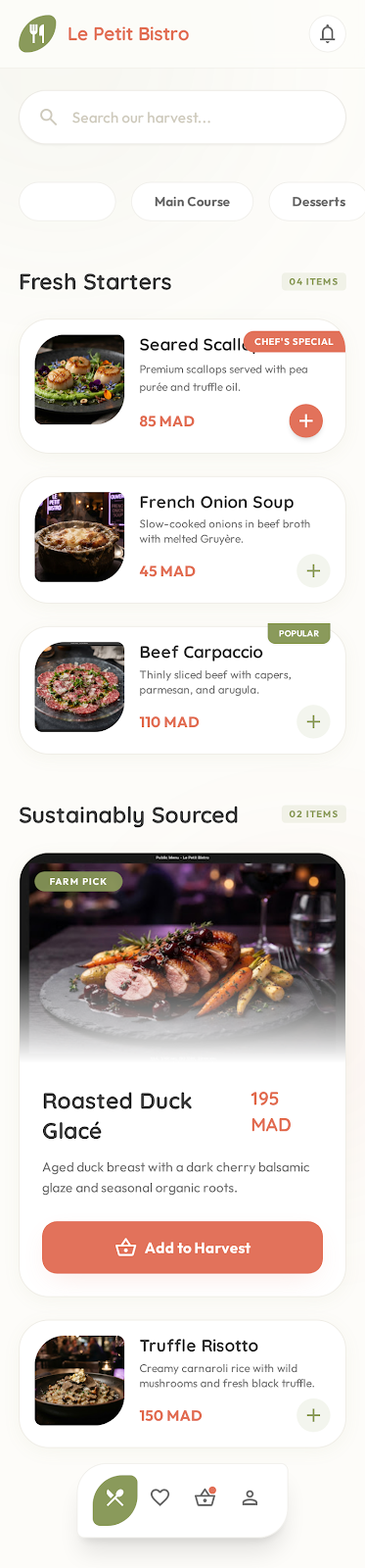 Solar Organic restaurant menu template preview